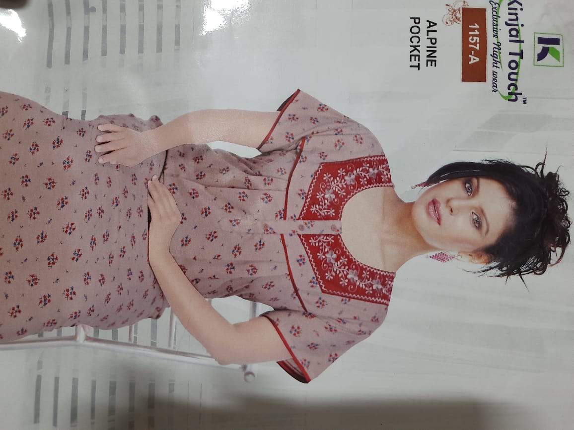 Alphine kinja touch Night wear with Pocket Nighty. Experience ultimate comfort and convenience with our Alphine kinja touch Night wear Nighty. Made with soft and breathable fabric Alphine, this Nighty features a practical pocket for your essentials. Get a good night's sleep in style with our Alphine kinja touch Night wear.