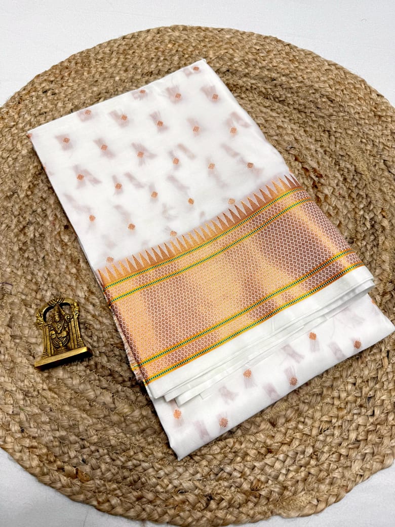 Women's Silky Kalanjali Paithani All Over Buttis, Rich Pallu with with Running Blouse.
