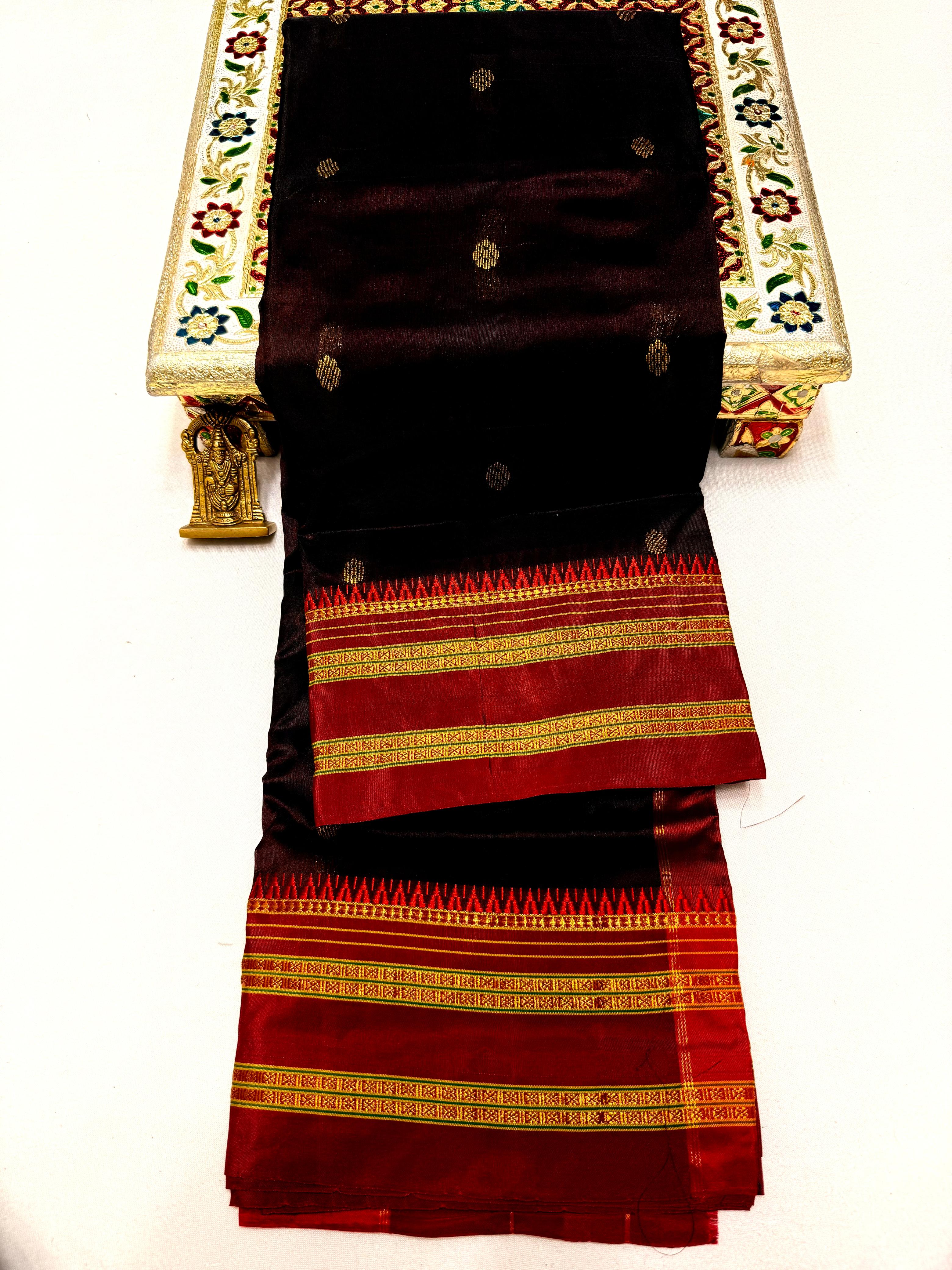 Women's Pure Narayanpeth Silk Paithani Sarees All Over Buttis 4*4 Rich Pallu with Running Blouse shoulder Buttis in New Colours.