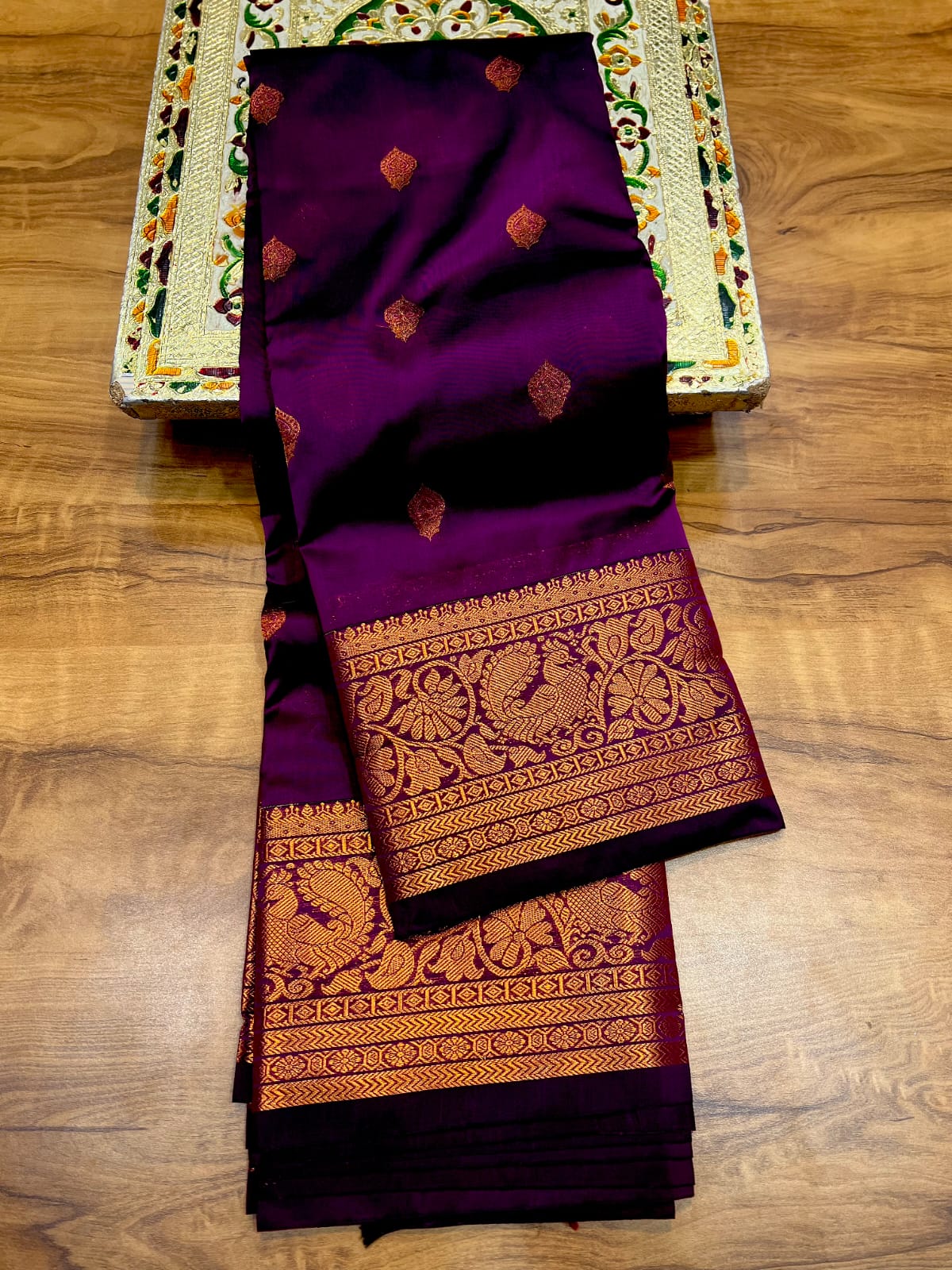New Launching Copper Zartari Kanchi Paithani Saree All Over Butti, Rich Pallu in Tana Soft Silk with Running Blouse