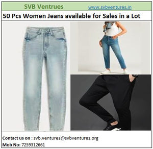 "Unbeatable Offer! Premium Women’s Jeans at Just Rs. 425 Each - Limited Time!"

Looking to stock up on stylish and comfortable denim? Look no further! SVB Ventures brings you a lot of 50 premium women’s jeans at an unbeatable price of just Rs. 425 per pc. Perfect for resellers, retailers, or fashion enthusiasts, this collection features:

Versatile Styles: Skinny, straight, and regular fits.

Classic Colors: Denim in shades of blue, black, dark blue, and grey to match any outfit.
Sizes : 28 to 38

High-Qual