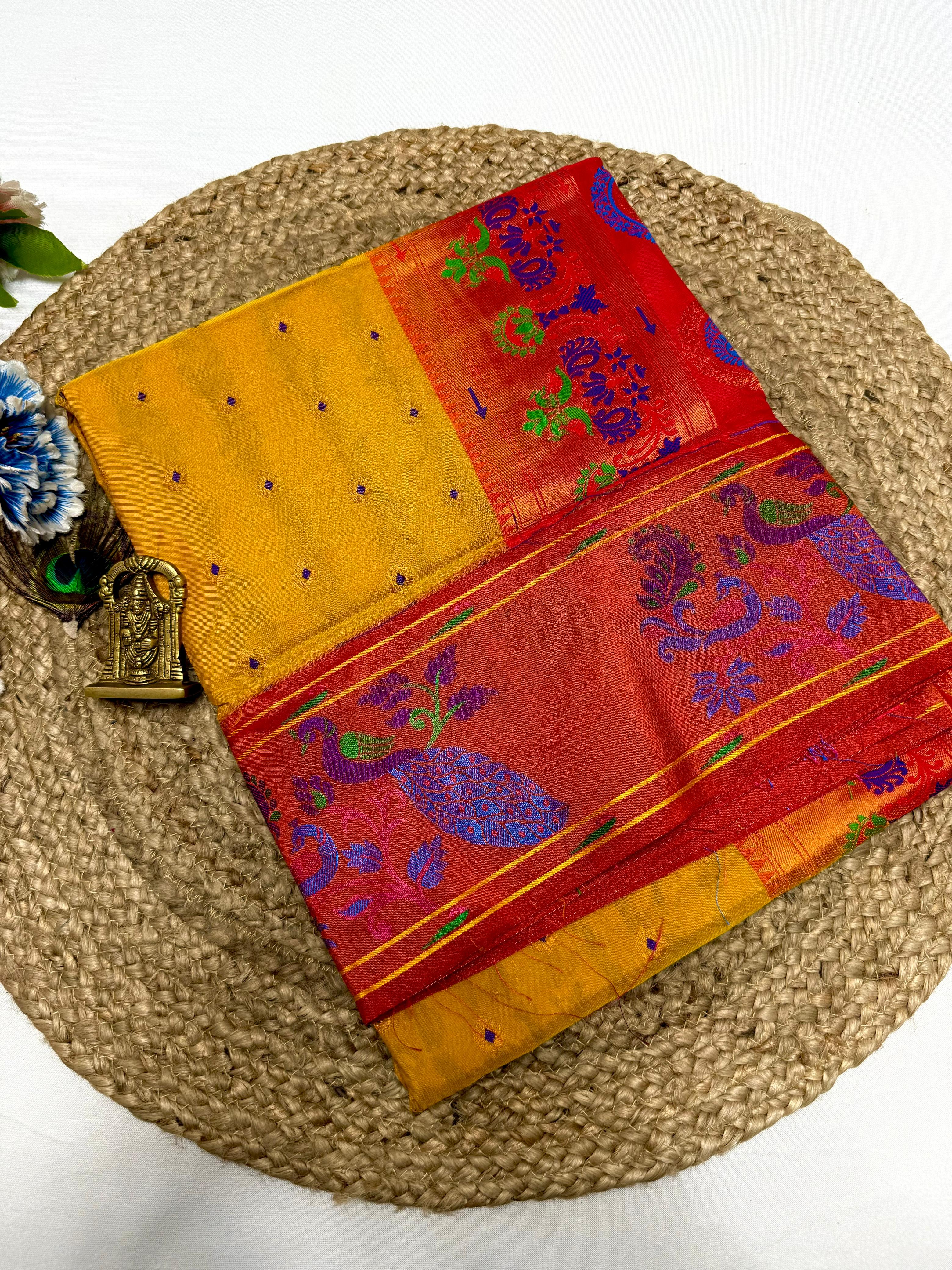 Handmade Gap Brocade Paithani Saree Brocade Blouse in Pure Tana Soft Silk.