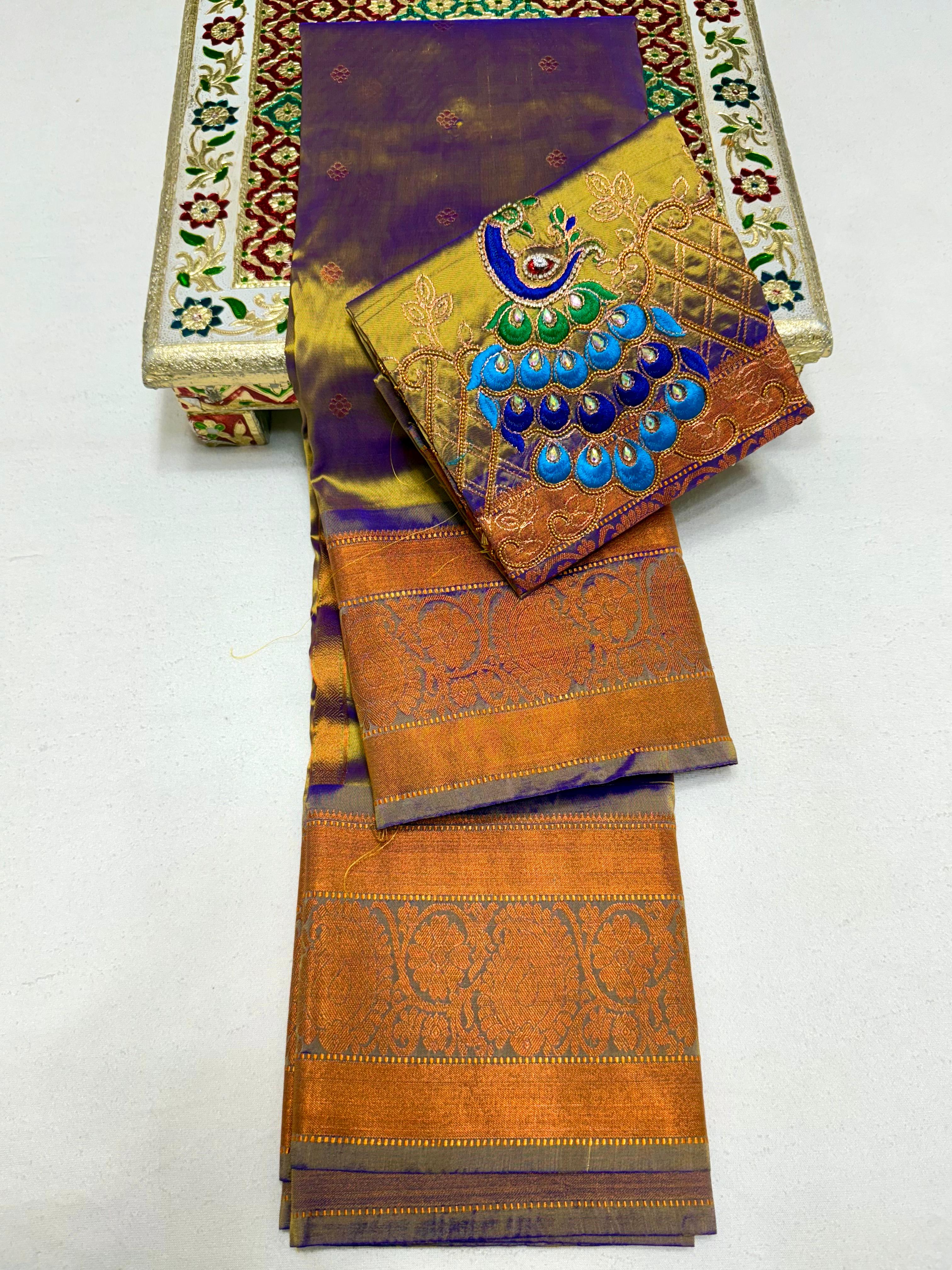 Exquisite Vajrakala Kanjivaram Paithani Saree in Tana Soft Silk with Rich Peacock Pallu & Handmade Embroidery Blouse