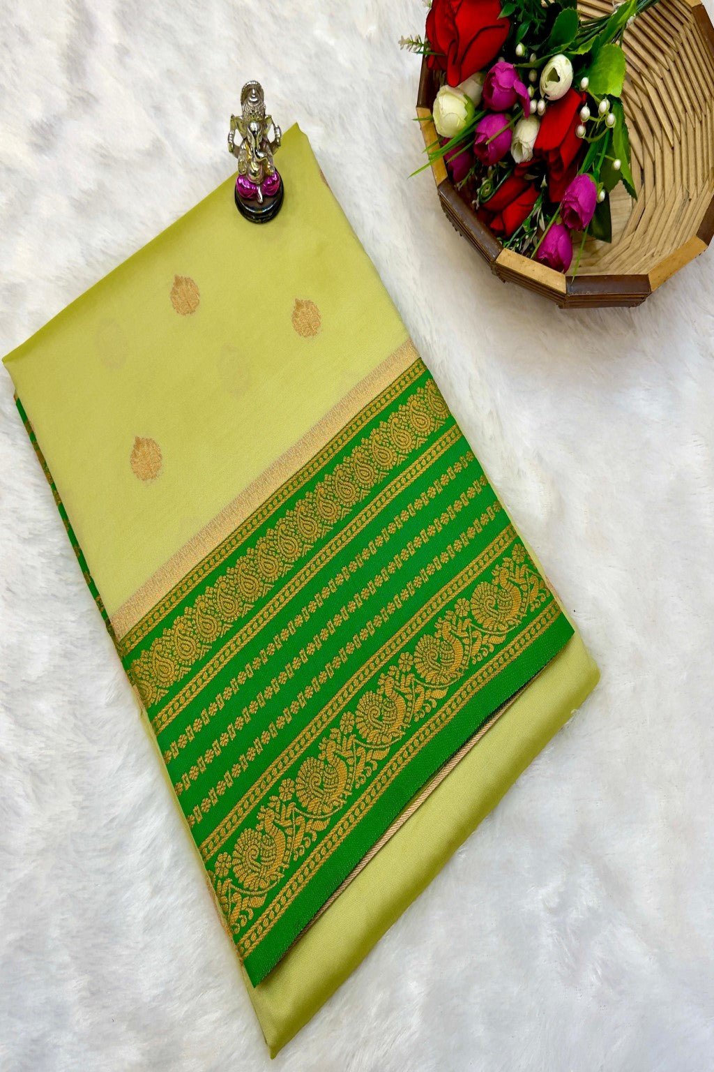 Shop Rajashri Kanjivaram Paithani Saree online at best price. Premium Katan silk feel with zari butti and Meena work, ideal for weddings, festivals, and traditional occasions.