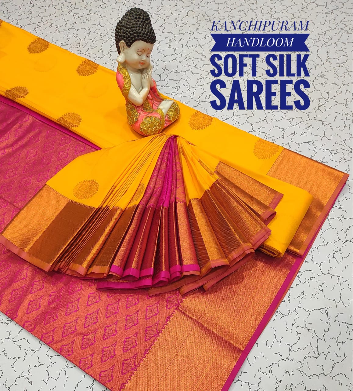 Premium Soft Silk Kanchipuram Saree with Copper Zari Handloom