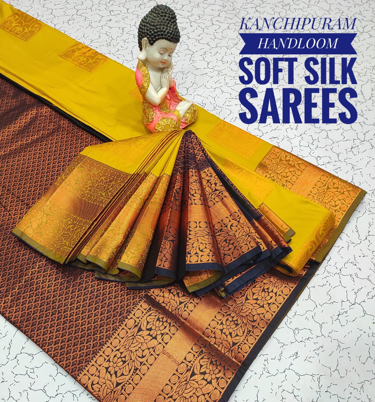 Premium Soft Silk Kanchipuram Saree with Copper Zari Handloom