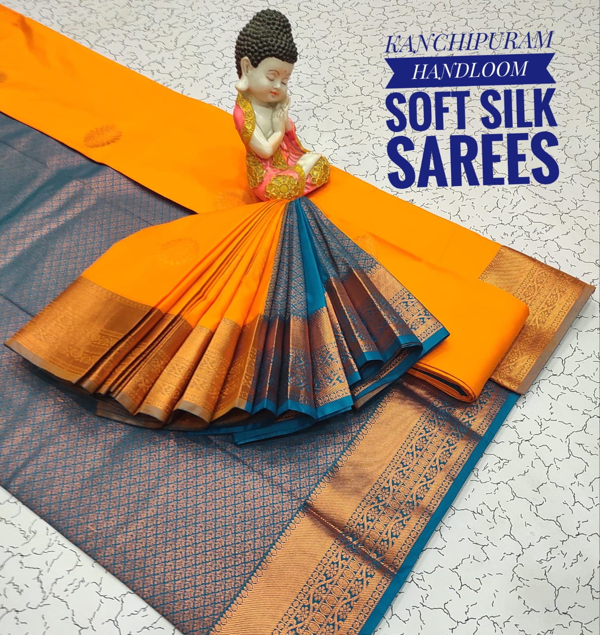 Premium Soft Silk Kanchipuram Saree with Copper Zari Handloom
