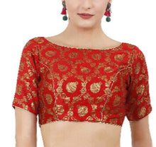 Load image into Gallery viewer, New Boat Neck Back Designer Blouse in Brocade Jacquard