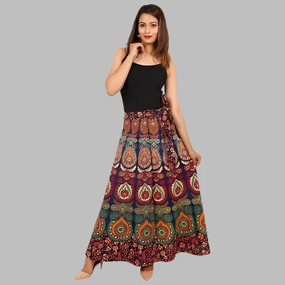 Rangun Printed Cotton Wrap Around Skirt For Women's

Color: Maroon
Size: Free Size
Type: Skirts
Style: Other
Style name: flared
 Product material: pure cotton
Packagin quantity: 1 Wrap Around Skirt

You will be tagged as a style diva when you wear these trendy Wrap Around Skirt. Made from Cotton. Featuring solid design, these Wrap Arounds can be clubbed with a trendy top for a chic look. 100% cotton fabrics.