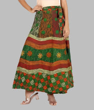 Load image into Gallery viewer, Rangun Printed Cotton Wrap Around Skirt For Women&#39;s

Color: Green
Size: Free Size
Waist: 36.0 - 44.0 inches.
Type: Skirts
Style: Other
Stitched: Stitched
Style name: flared
&nbsp;Product material: pure cotton
Packagin quantity: 1 Wrap Around Skirt

You will be tagged as a style diva when you wear these trendy Wrap Around Skirt. Made from Cotton. Featuring solid design, these Wrap Arounds can be clubbed with a trendy top for a chic look. 100% cotton fabrics.