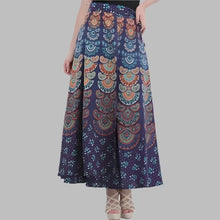 Load image into Gallery viewer, Rangun Printed Cotton Wrap Around Skirt For Women&#39;s

Color: Blue
Size: Free Size
Waist: 36.0 - 44.0 inches.
Type: Skirts
Style: Other
Stitched: Stitched
Style name: flared
&nbsp;Product material: pure cotton
Packagin quantity: 1 Wrap Around Skirt

You will be tagged as a style diva when you wear these trendy Wrap Around Skirt. Made from Cotton. Featuring solid design, these Wrap Arounds can be clubbed with a trendy top for a chic look. 100% cotton fabrics.