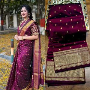 Kalanjali Paithani Saree/Blouse in Premium soft & Shiny Tana Silk with all over Buttis.