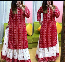 Load image into Gallery viewer, Alluring Rayon Printed Kurta with Skirt Set For Women