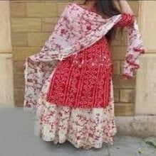 Load image into Gallery viewer, Stylish Rayon Kurta Set With Rayon Skirt And Rayon Chunni - Red
