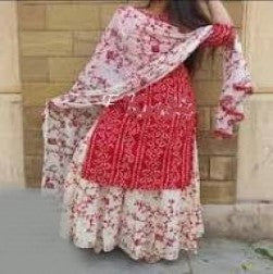 Stylish Rayon Kurta Set With Rayon Skirt And Rayon Chunni - Red