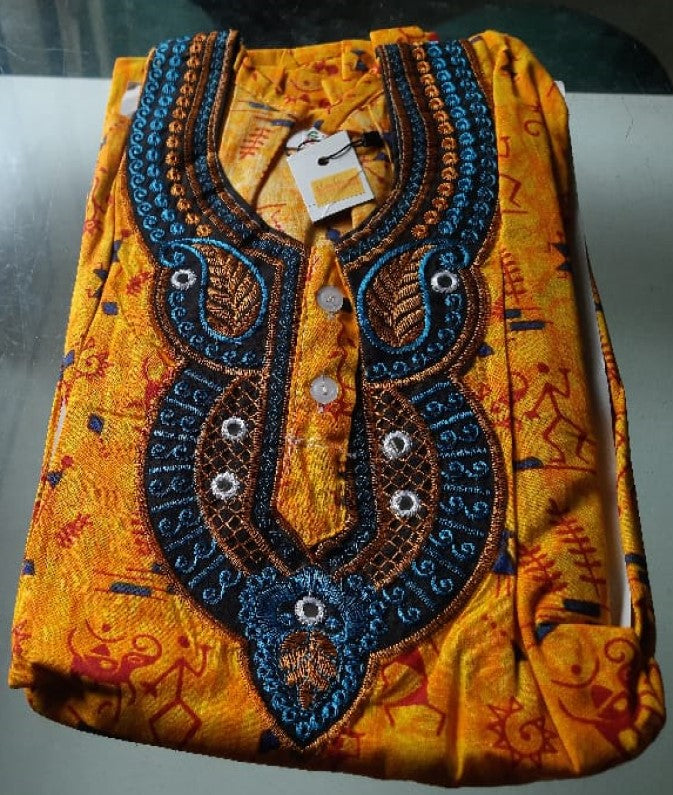 Alphine Cotton Nighty Gown with Embrodered around neck Free Size= Bust48", Len-55"