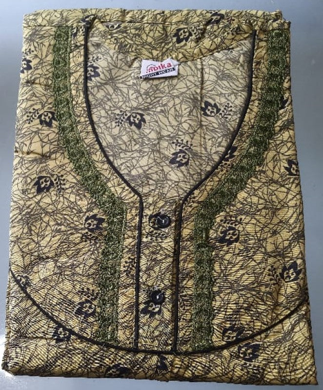 Nighty Gown in New Swiss Harmony Free Size 48" Len-55 front embroidered free size nighty