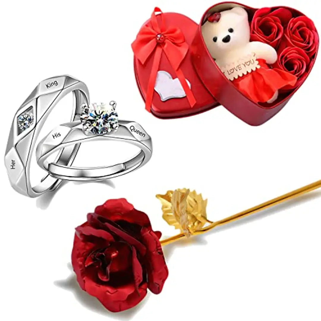 THE Bling STORES Love Forever Couple Rings with Red Rose Gift Box for  Boyfriend/Girlfriend/Gift for Valentine/Gift for Him/Gift for Her Silver,  Sterling Silver Silver, Sterling Silver Plated Ring Set Price in India -