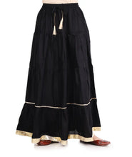 Load image into Gallery viewer, Elegant Black Rayon Solid Flared Skirts For Women