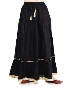 Elegant Black Rayon Solid Flared Skirts For Women