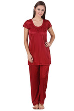 Load image into Gallery viewer, Women&#39;s Lace Work Satin Nightsuit