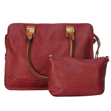 Maroon PU Zipper Shoulder Bag For Women