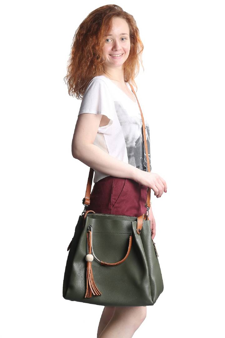 Green Zipper Shoulder Bag For Women