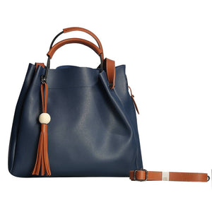 Dark Blue Zipper Shoulder Bag For Women