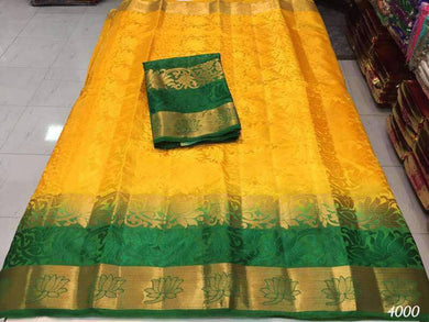 Yellow Color cotton Silk Saree