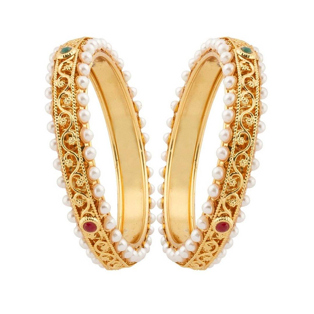 Fashion Traditional Gold Plated Bangles Set of 2 (2.4)