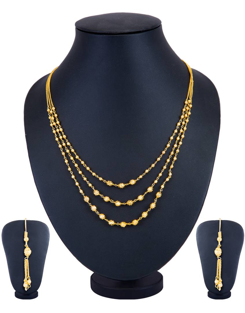 Sukkhi Classic 3 String Gold Plated Necklace Set