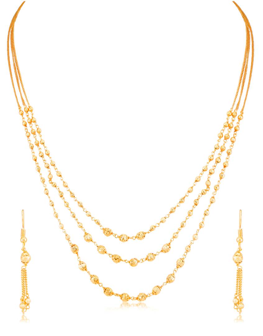 Sukkhi Classic 3 String Gold Plated Necklace Set