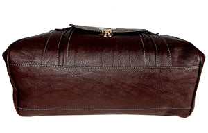 Brown Solid Artificial Leather Handbag