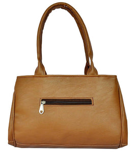 Brown Solid Artificial Leather Handbag