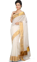 Load image into Gallery viewer, Elegant Cotton White Solid Saree With Blouse Piece