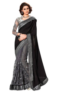 Chiffon Embroidered Saree With Blouse Piece