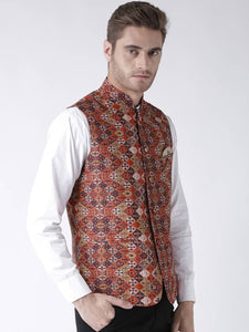 Multicoloured Blended Printed Nehru Jackets
