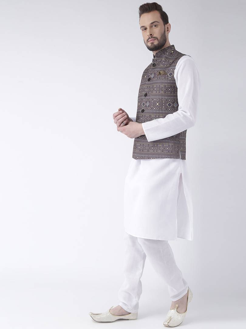 Multicoloured Blended Printed Nehru Jackets