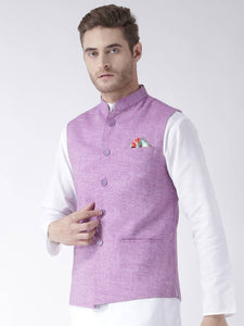 Purple Blended Solid Nehru Jackets