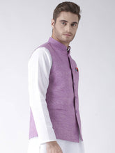 Load image into Gallery viewer, Purple Blended Solid Nehru Jackets