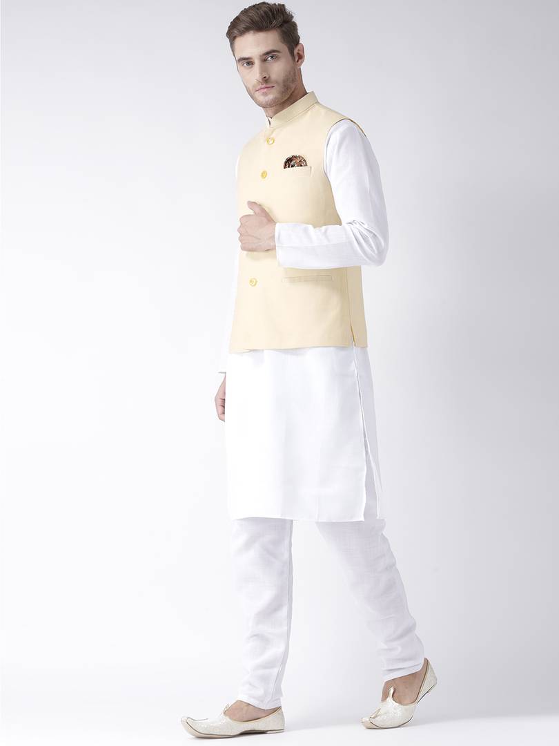 Yellow Blended Solid Nehru Jackets