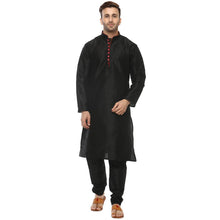 Load image into Gallery viewer, Black Silk Blend Solid Kurta Sets