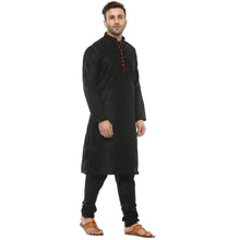 Load image into Gallery viewer, Black Silk Blend Solid Kurta Sets