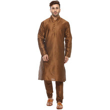 Load image into Gallery viewer, Brown Silk Blend Solid Kurta Sets