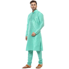 Load image into Gallery viewer, Green Silk Blend Solid Kurta Sets