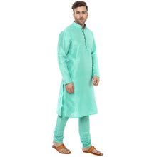 Load image into Gallery viewer, Green Silk Blend Solid Kurta Sets