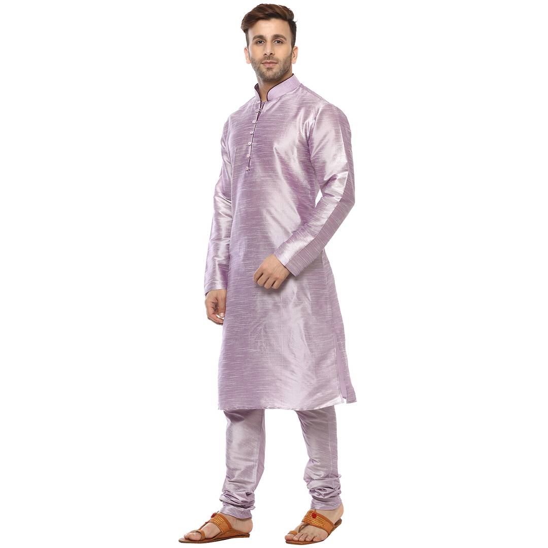 Purple Silk Blend Solid Kurta Sets