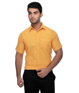 Yellow Cotton Solid Regular Fit Formal Shirt