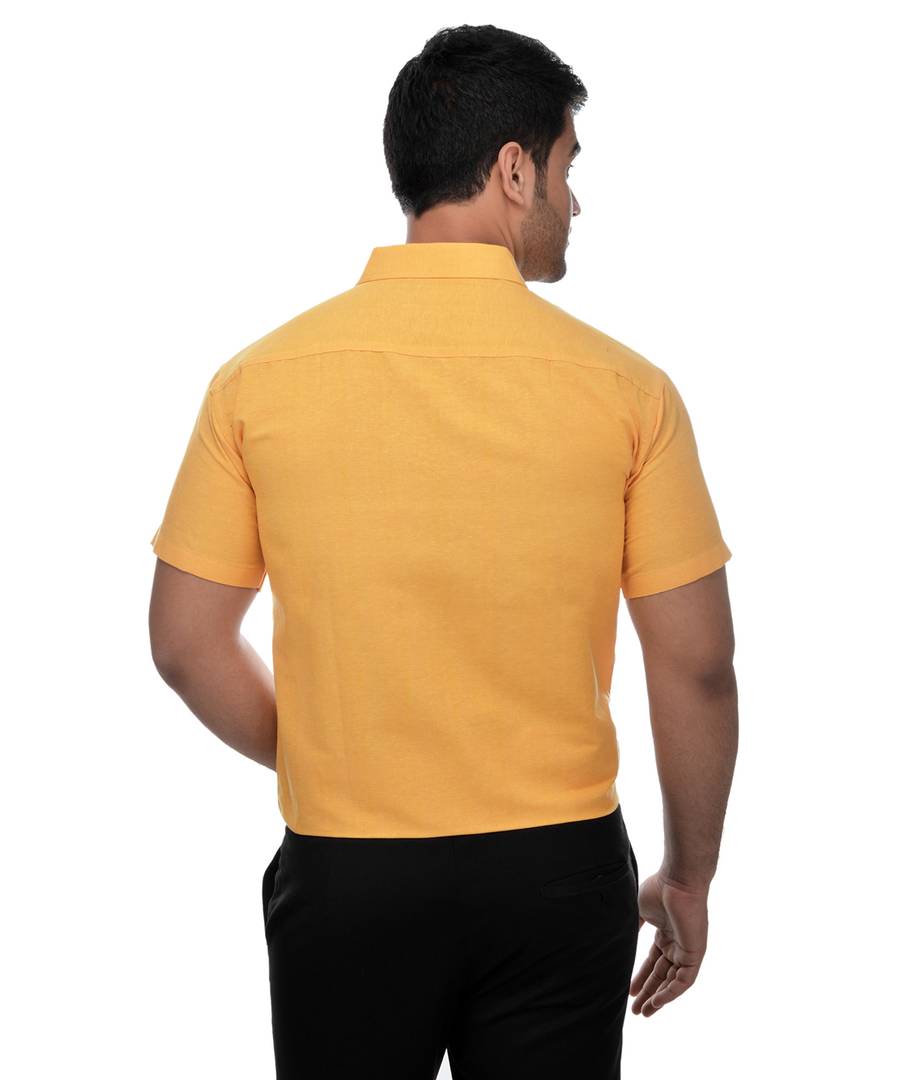 Yellow Cotton Solid Regular Fit Formal Shirt