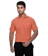 Load image into Gallery viewer, Orange Cotton Solid Regular Fit Formal Shirt